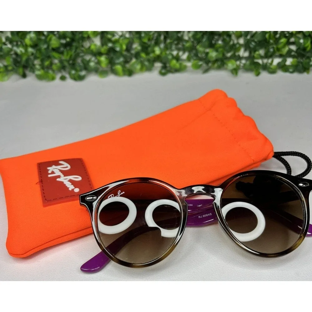 Ray-Ban RJ9064S Kid Children Junior Round Brown Sunglasses, 44mm - PREOWNED